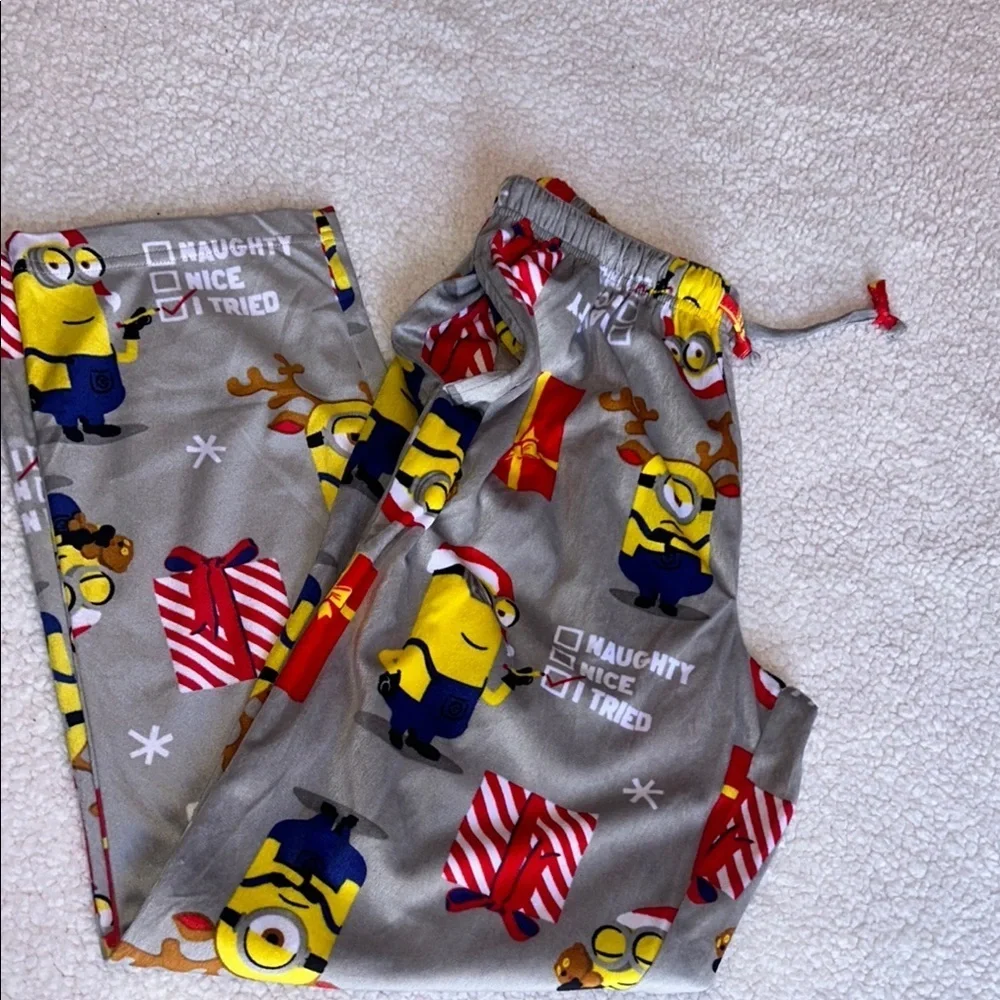 NWOT Playful Gray and Yellow Pajama Bottoms with Elastic Waistband